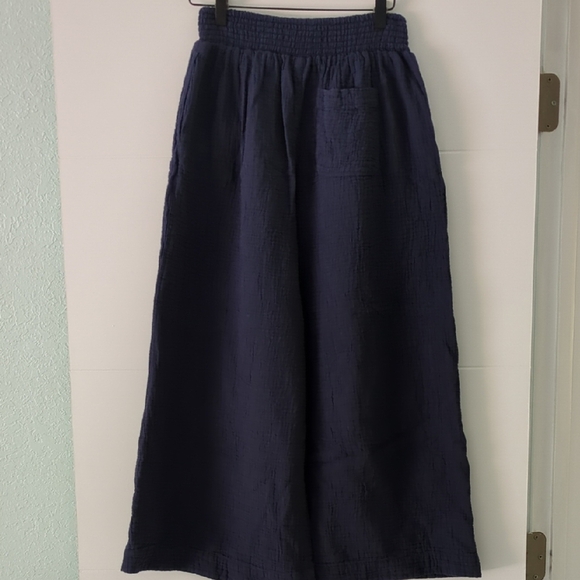 Echo Wide Leg Gauzy Beachy Boho Navy Pants Stretchy Waist Sz XS Vacation - Picture 3 of 6